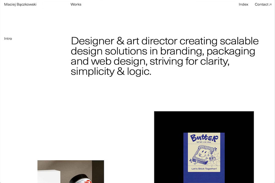 maciej baczkowski minimalist website example