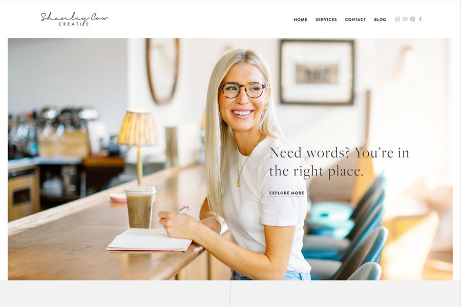 shanley cox - minimal copywriter website example