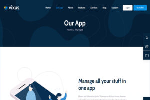 Vixus Startup Mobile App Landing Page WordPress Theme