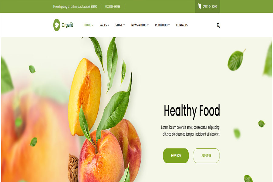 orgafit wordpress theme with slider