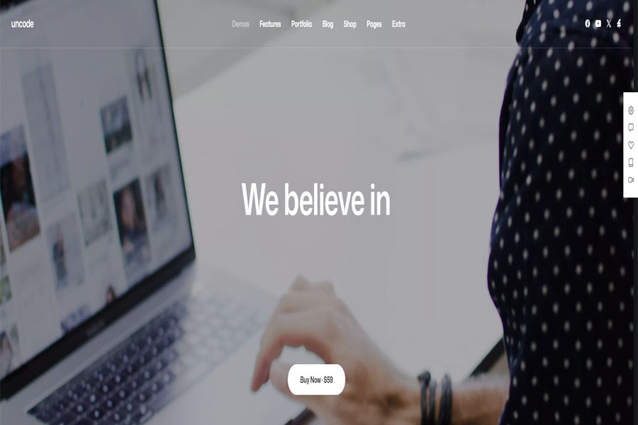 Uncode best fullscreen wordpress themes