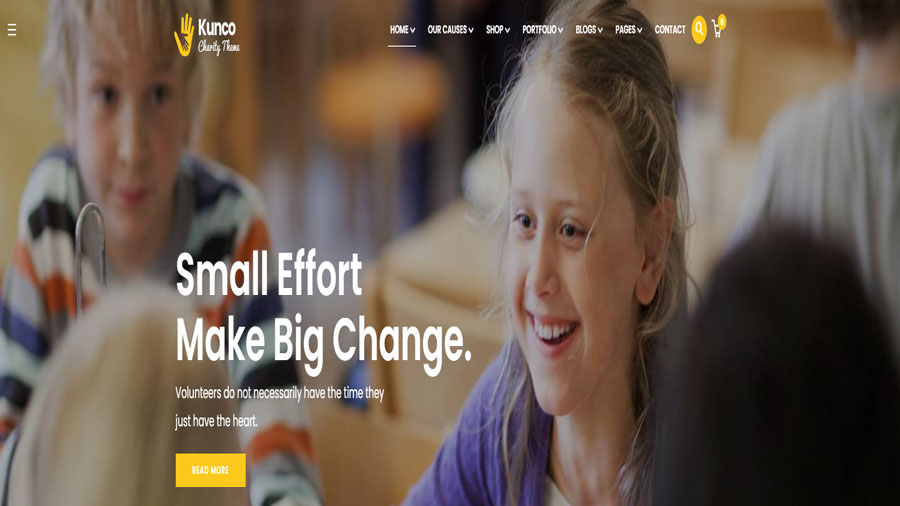 kunco wordpress theme for non profit charity organizations